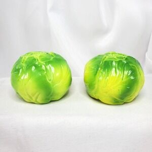Vintage 1977 Enesco Cabbage Ceramic Salt & Pepper Shakers Made In Japan